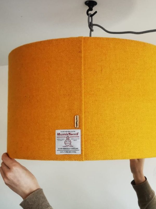 Lucy Wagtail Yellow Harris Tweed Lampshade